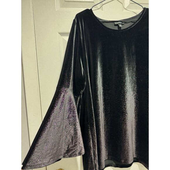 Alfani Top Womens 3X Ombré Metallic Velvet Vamp Whimsigoth Fairy Glam Stretch - Picture 2 of 6